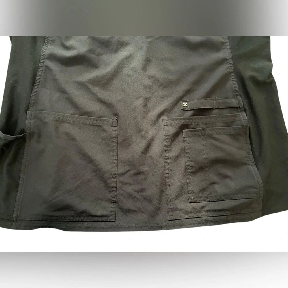 Cherokee Iflex V-Neck Knit Panel Scrub Top Extra Large XL Black - Picture 4 of 5